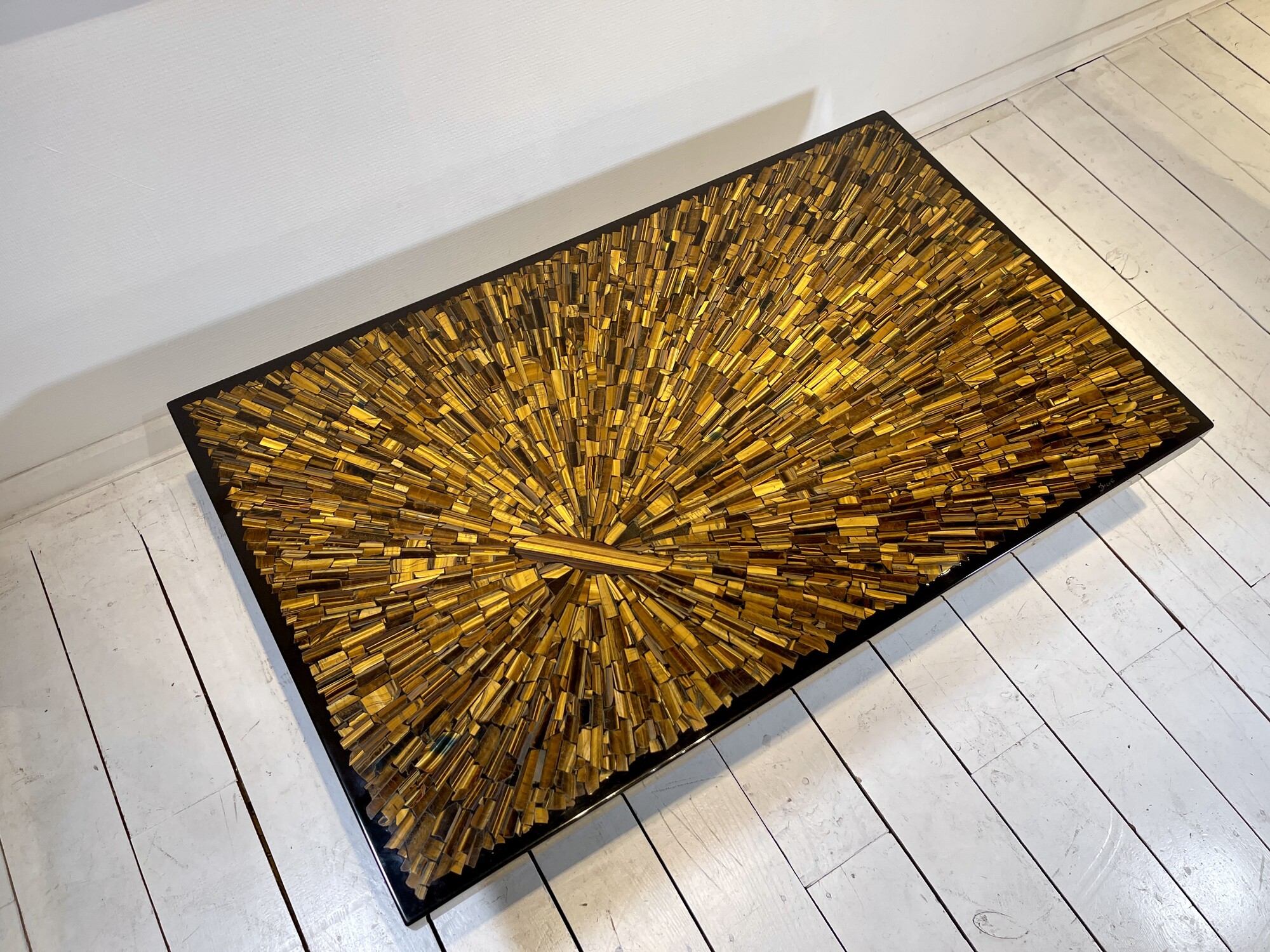 Unique Coffee Table in Tiger eyes by Jean Claude Dresse.