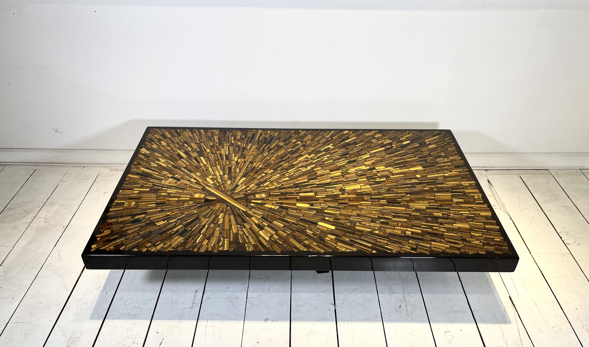 Unique Coffee Table in Tiger eyes by Jean Claude Dresse.