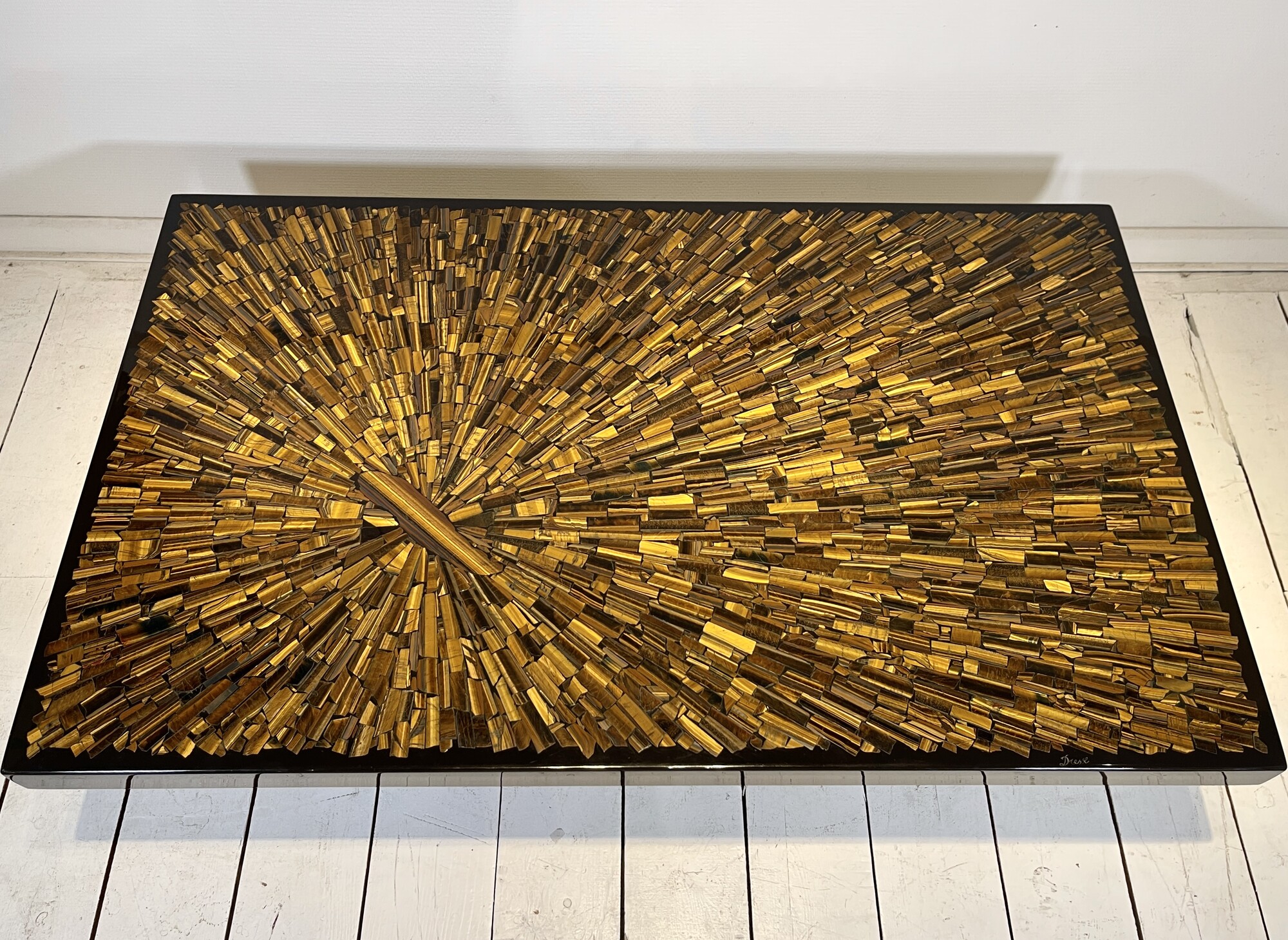 Unique Coffee Table in Tiger eyes by Jean Claude Dresse.